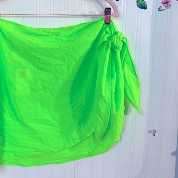 NWT Good American Electric Lime Leg Daze Mesh Tie Sarong cover up Size 2XL-4XL - Picture 3 of 6